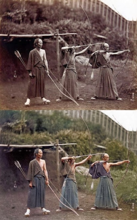 Arqueiros japoneses, cerca de 1860