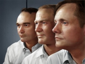 A equipe da Apolo 11: Michael Collins, Edwin Aldrin e Neil Armstrong