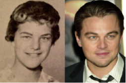 Uma mulher de uma antiga fotografia e Leonardo Di Caprio (ator)