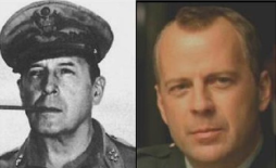 Douglas MacArthur (comandante militar norte-americano na Primeira Guerra Mundial) e Bruce Willis (ator)