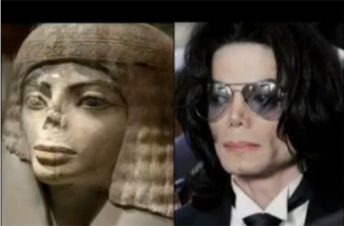Antiga Estátua Egípcia e Michael Jackson (cantor)