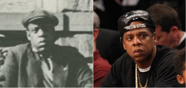 Um rapaz de uma antiga foto e Jay Z (rapper)