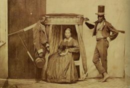 Escravos carregavam senhora na então província de São Paulo, por volta de 1860